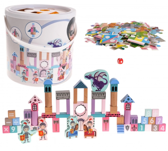 Château en bois avec chevaliers pour enfants 3+