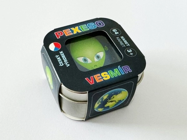 Pexeso Espace 64 cartes dans une boîte en métal 6 x 6 x 4 cm
