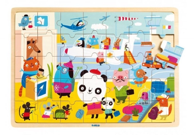 Puzzle en bois 'Aéroport' DJECO 35 pièces