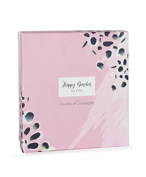 Ensemble cadeau Doudou rose - lapin avec couverture carrée