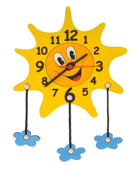 Horloge pour enfants en forme de soleil avec des nuages
