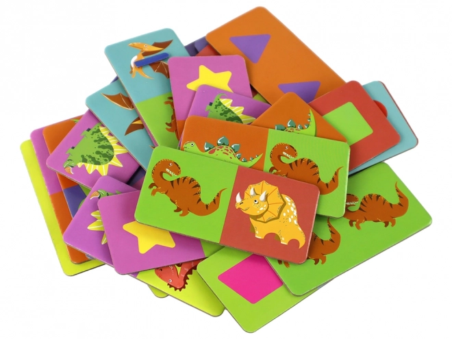 Puzzle Jeu Domino Recto-Verso Dinosaures - 28 Pièces