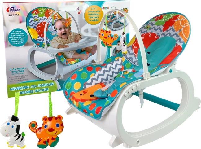Balancelle et transat bébé 2 en 1 avec vibrations et musique – vert