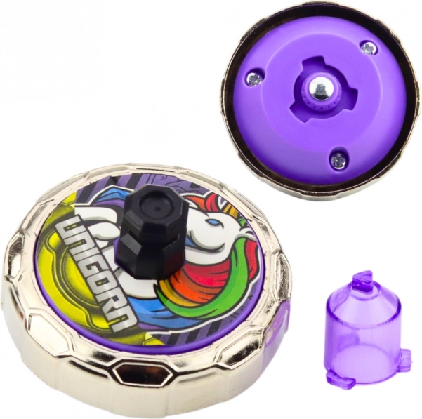 Ensemble avec toupie à lancer Licorne violette