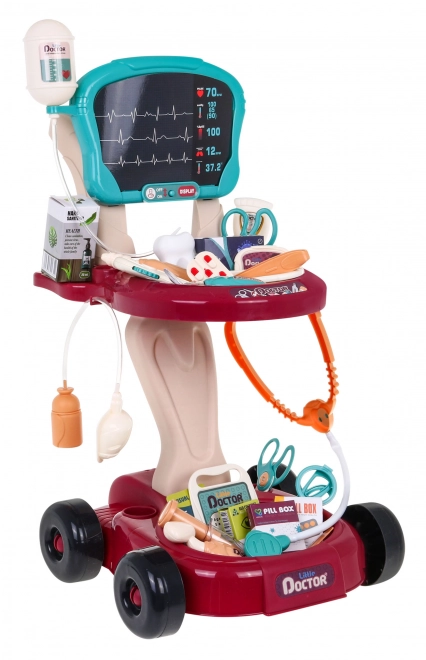 Chariot de docteur avec panneau de radiographie pour enfants 3+ avec 29 accessoires