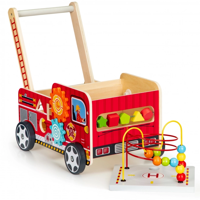 Chariot en bois éducatif avec blocs - Camion de pompier ECOTOYS