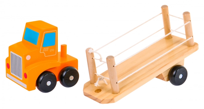 Camion en bois avec remorque et blocs pour enfants 2+ Jouet éducatif + blocs avec lettres et chiffres
