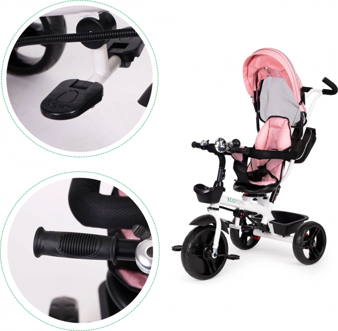 ECOTOYS Tricycle, Poussette Sport - rose