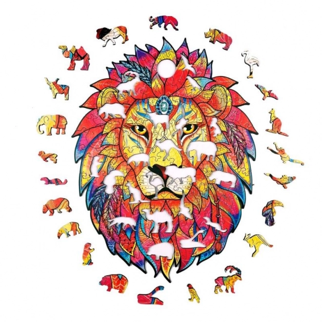 Puzzle magique en bois coloré - Lion mystérieux