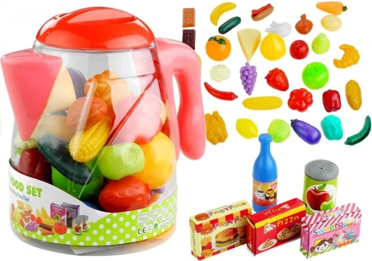 Set alimentaire pour enfants dans un bocal, fruits et légumes, 50 pièces