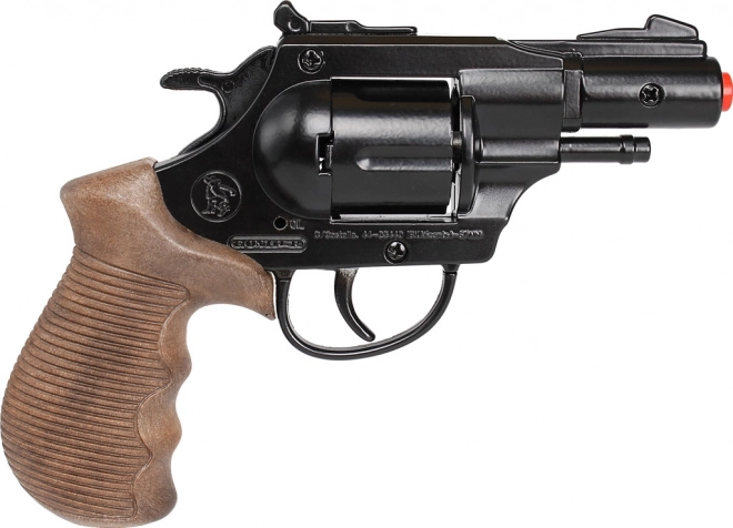 Revolver de police en métal noir Gold Collection - 12 coups