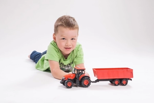 Tracteur rouge Zetor avec remorque et effets sonores et lumineux - 36 cm