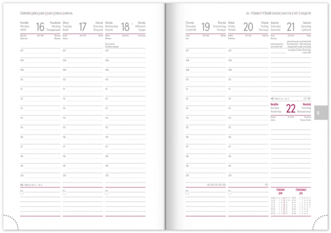 Agenda hebdomadaire Aprint 2025, noir, 15 × 21 cm