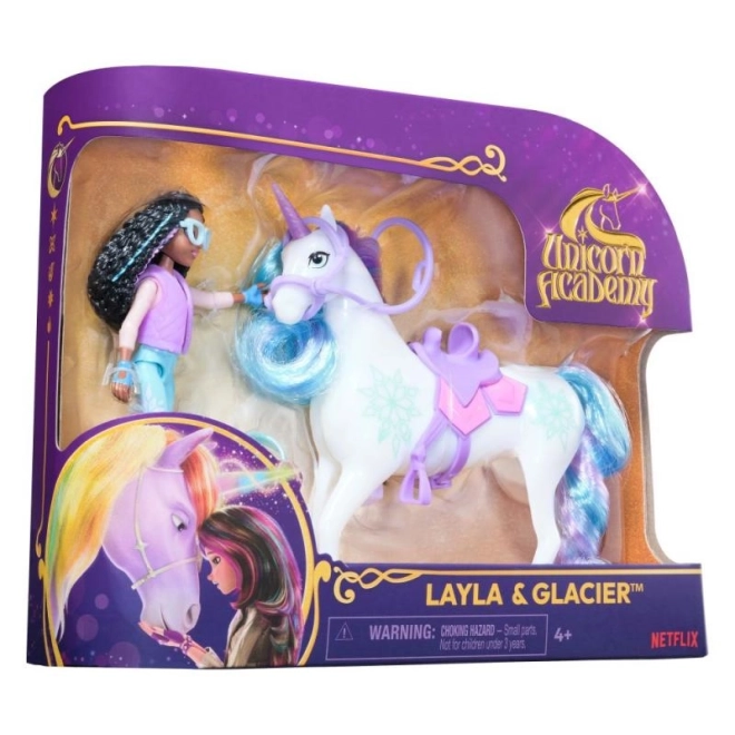 Figurines de l'académie des licornes 11 cm Layla et Glacier
