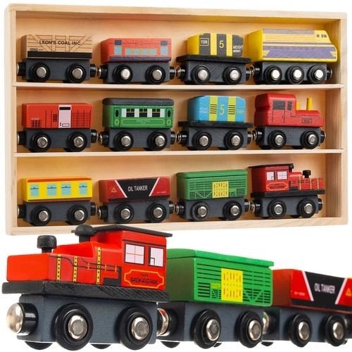 Trains en bois avec wagons - 3 locomotives et 9 wagons