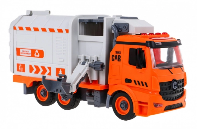 Camion de poubelle interactif pour enfants 3+ Apprendre l'écologie + 4 conteneurs + carte des déchets