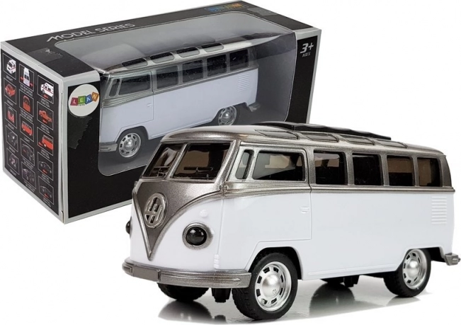 Autobus à friction avec batterie, lumières et sons – blanc