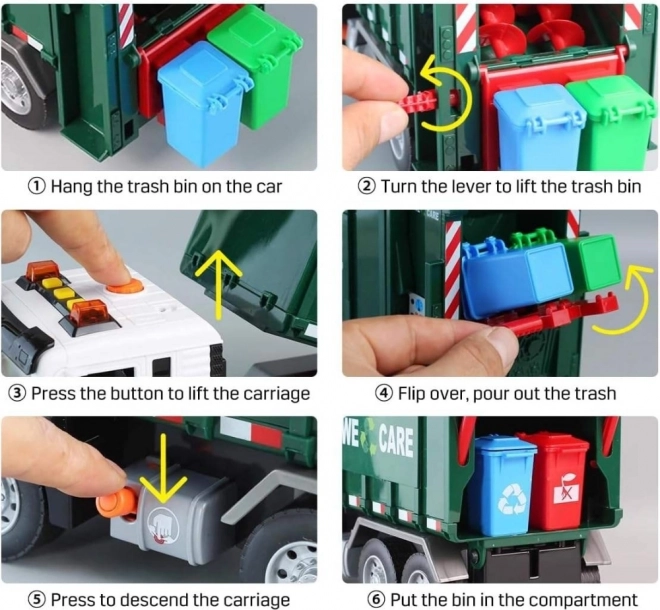 Camion à ordures interactif Purifier 1:10 - Jouet éducatif pour le tri des déchets