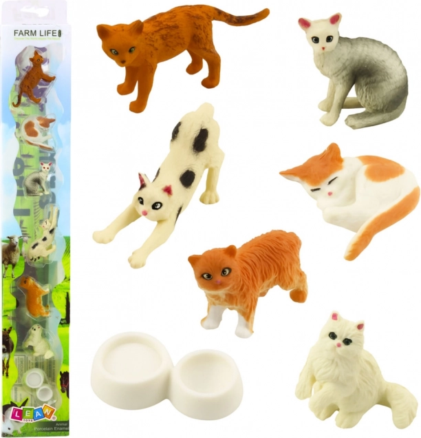Ensemble de mini figurines de chats avec bol de nourriture