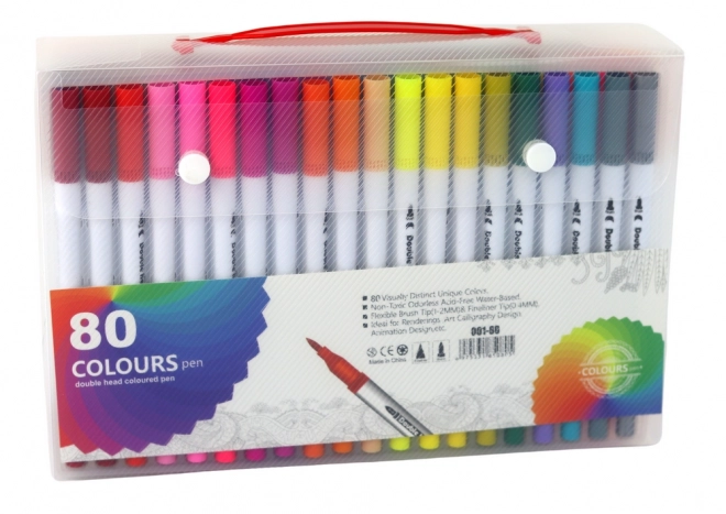 Stylos doubles face 80 pièces dans un organiseur de différentes couleurs