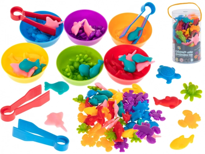 Jeu montessori en bois Apprends à compter – Créatures marines