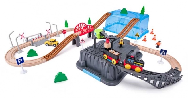 Woody Chemin de fer en bois dans une boîte Ensemble de la mine 63 pcs