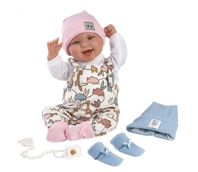 Llorens 84481 NOUVEAU-NÉ 2 en 1 - poupée bébé réaliste avec sons et corps en tissu doux - 44 cm