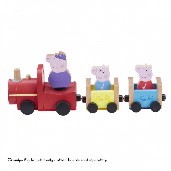 Train en bois Peppa Pig + figurine grand-père