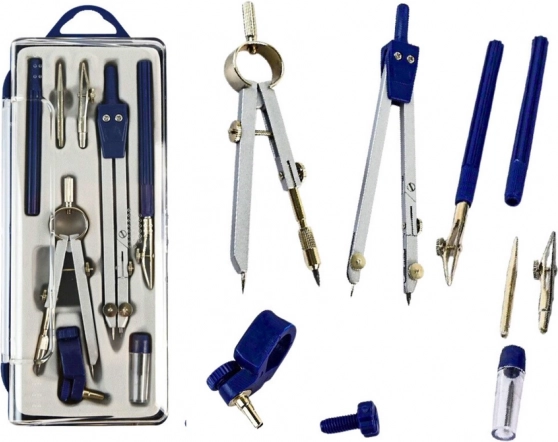 Set de compas géométriques avec organiseur, 9 pièces