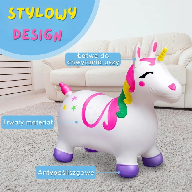 Licorne sautante blanche avec pompe Woopie