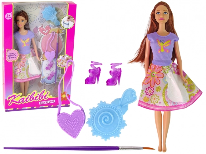 Poupée robe à peindre cheveux longs – brune