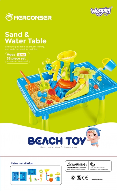 Table à eau et sable 2 en 1 Palma 18 pcs