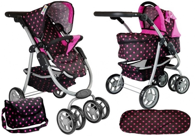 Poussette 2 en 1 avec sac pour poussette Black and Pink