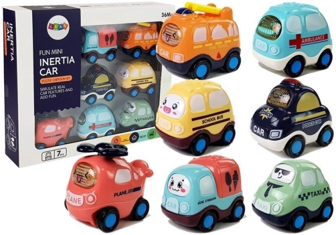 Ensemble de voitures jouets pour enfants avec corde 7 pièces
