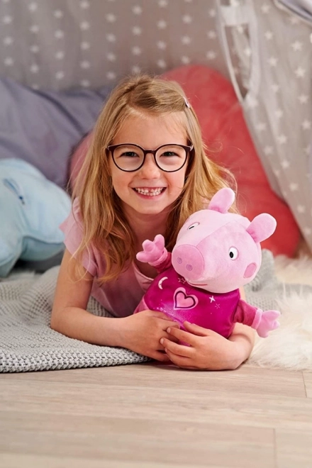 Peppa Pig 2 en 1 peluche doudou, musical + lumineux, rose, 25 cm