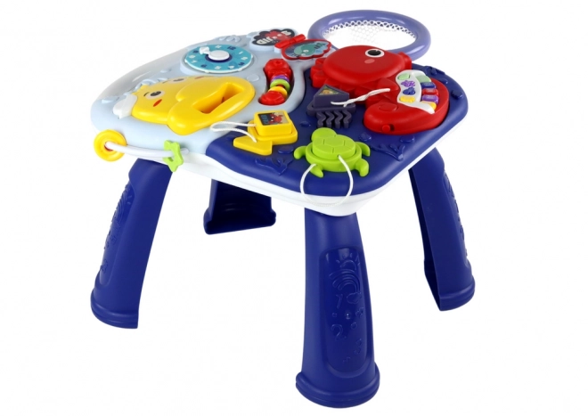 Table d'apprentissage 2 en 1 Animaux Marins Piano Horloge Panier Balles