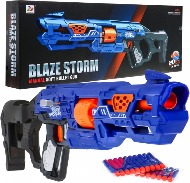 Blaster manuel pour enfants BLAZE STORM 8+ avec culasse et 20 projectiles en mousse