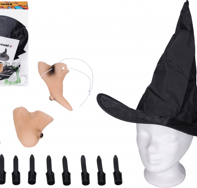 set de costume de sorcière avec chapeau et accessoires
