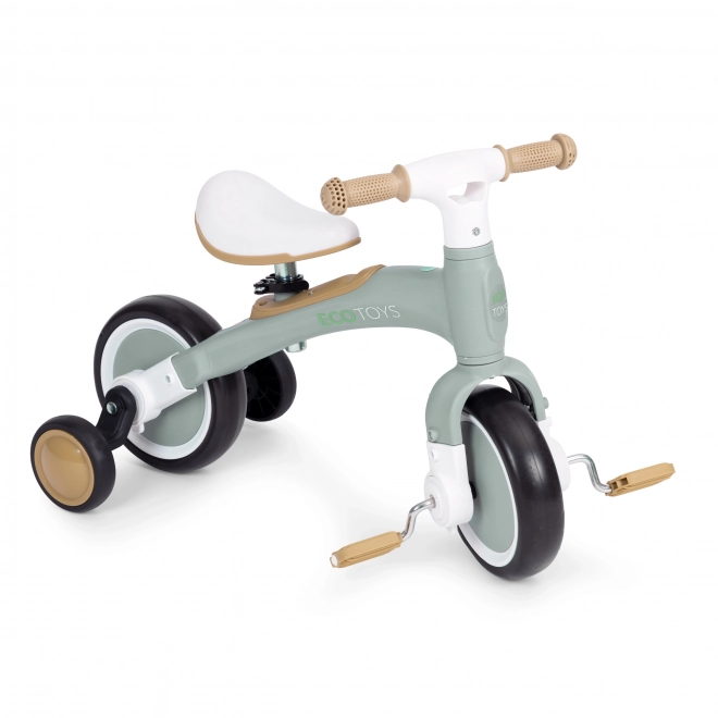 Vélo d'équilibre avec pédales - roues latérales d'entraînement 3 en 1 ECOTOYS – Vert