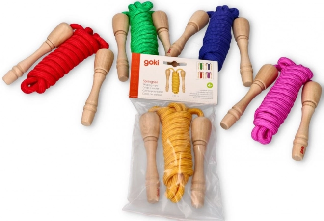 Goki corde à sauter avec poignées en bois 240 cm