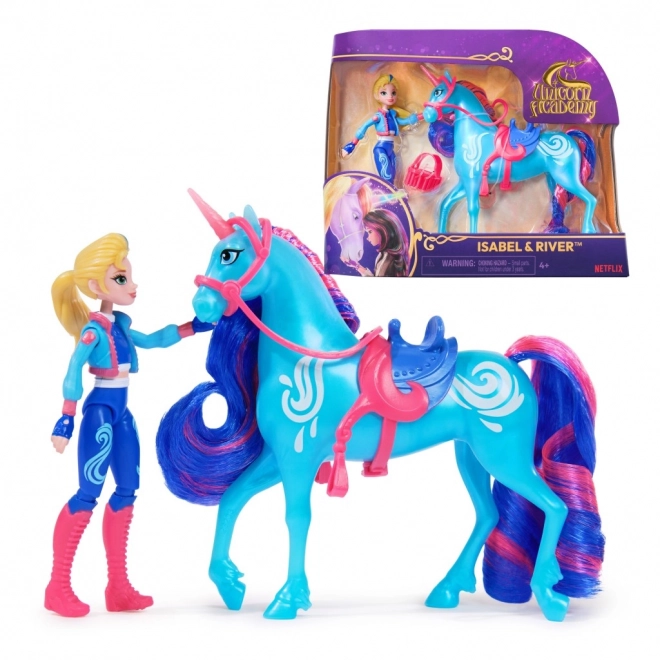 Figurines de l'académie des licornes 11 cm Isabel et Rivière
