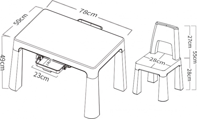 Table en plastique avec chaises FREEON Neo blanc et rose