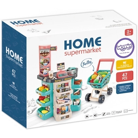 Supermarché pour enfants avec chariot et 47 accessoires Woopie
