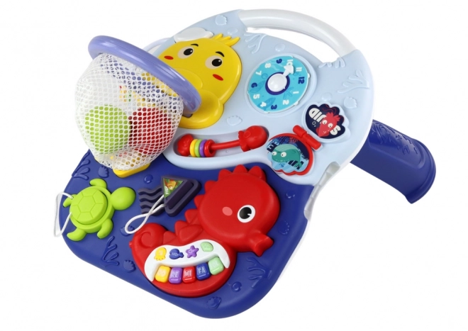 Table d'apprentissage 2 en 1 Animaux Marins Piano Horloge Panier Balles