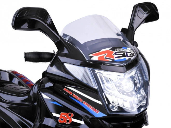 Moto de sport pour enfants avec éclairage LED coloré – Noir