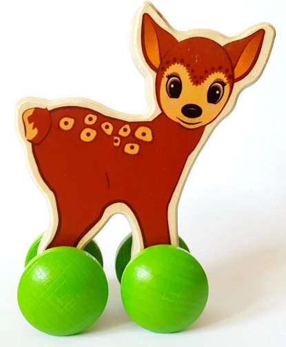 Cerf en bois sur roulettes HESS