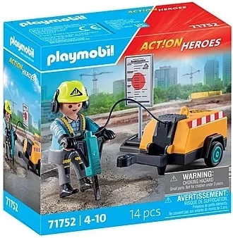 PLAYMOBIL ACTION HEROES ouvrier du bâtiment avec marteau-piqueur
