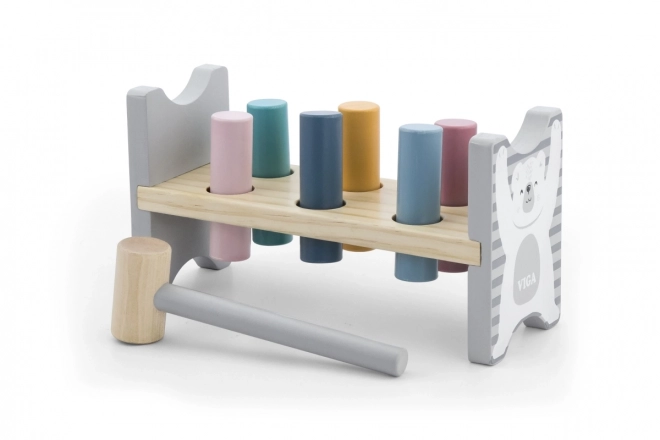VIGA PolarB Banc en bois avec marteau – Jouet Montessori
