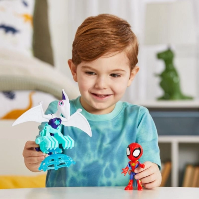 Spider-man spidey et ses amis incroyables figurine avec dinosaure et accessoires