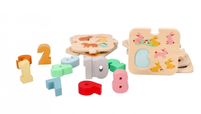 Puzzle en bois avec des animaux - apprendre à compter